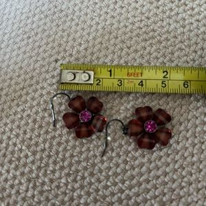 Pink flowered 11” necklace with matching earrings